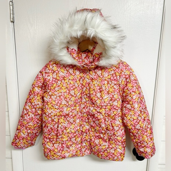 Girls Puffer Coat with Faux Fur Trim Hood, Size 12 NWT - Picture 5 of 6